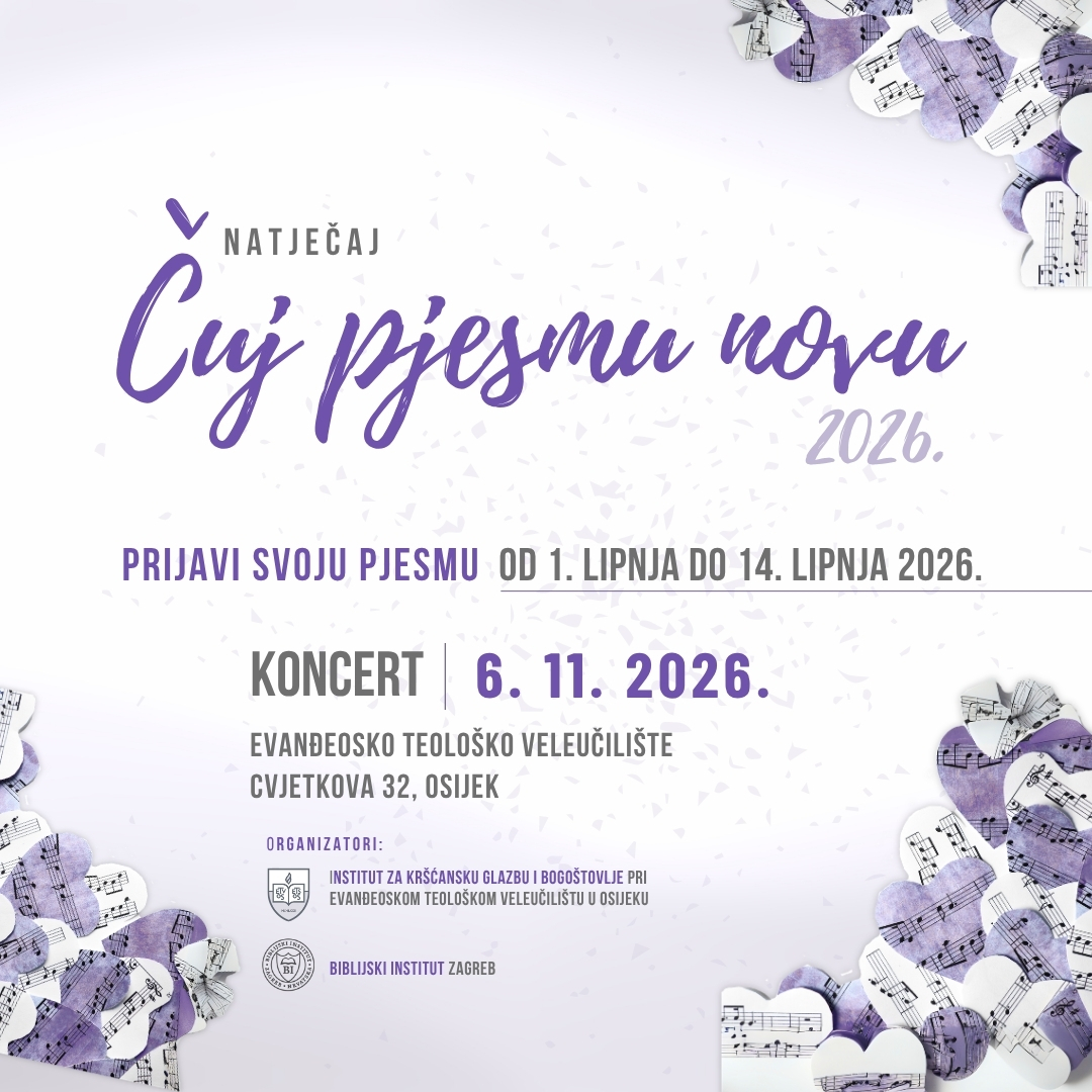 Natječaj „Čuj pjesmu novu 2026.” - BIBLIJSKI INSTITUT Zagreb
